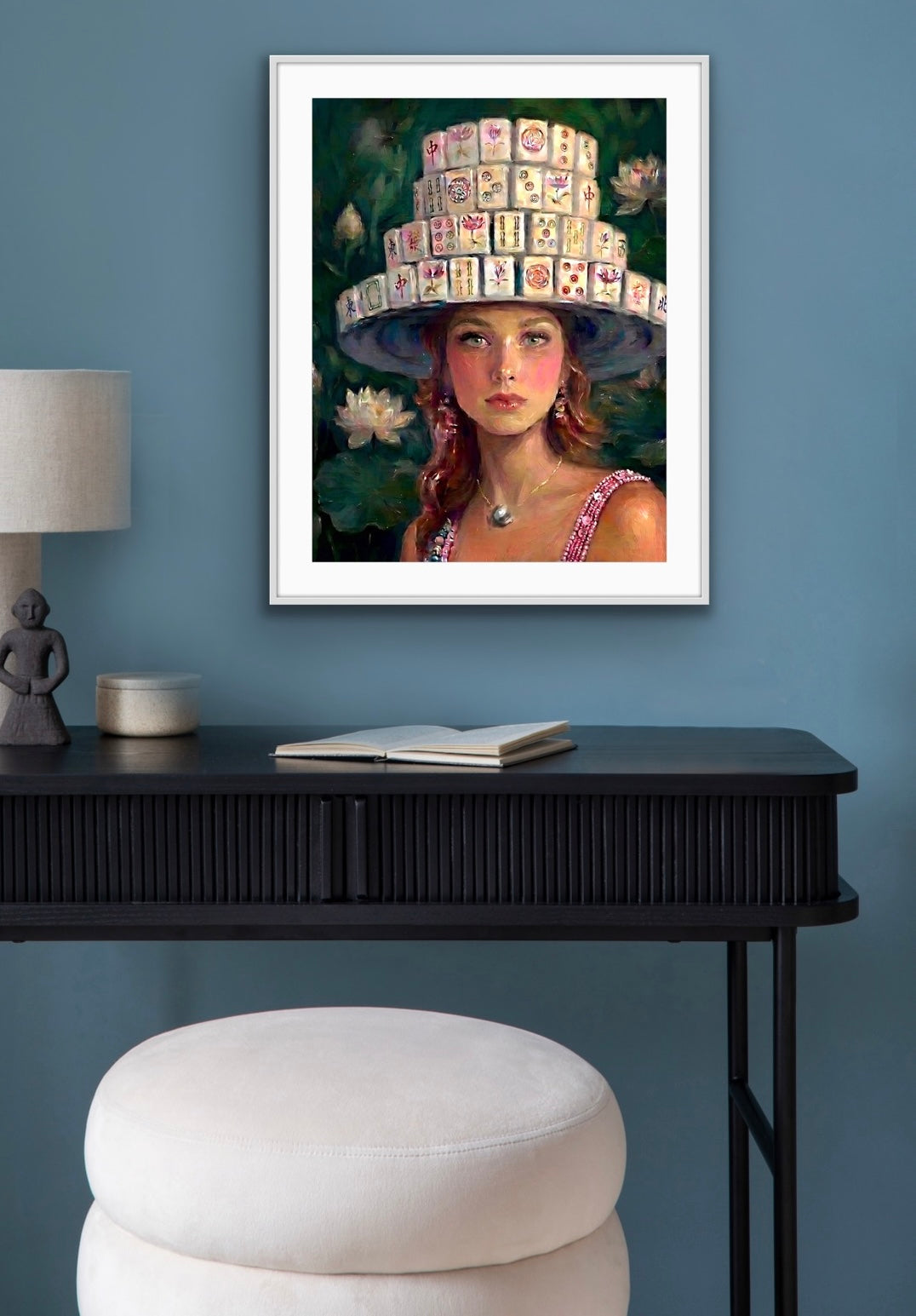 Mahjong Wall Art unframed print Blue Hat