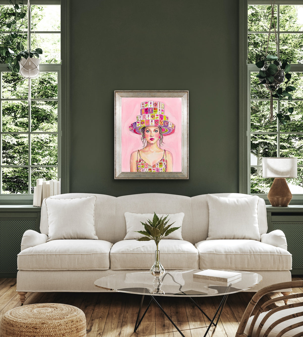Mahjong Wall Art unframed print Mahjong tile hat and dress