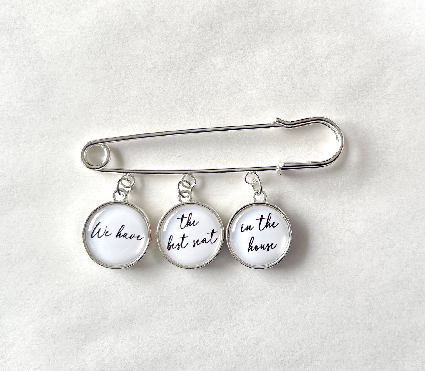 Custom order for Francisco - silver photo Lapel Pin with 3 dbl charms