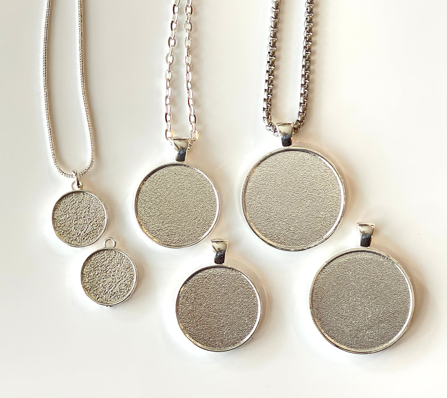 Double sided silver photo charms 16mm, 25mm and 30mm