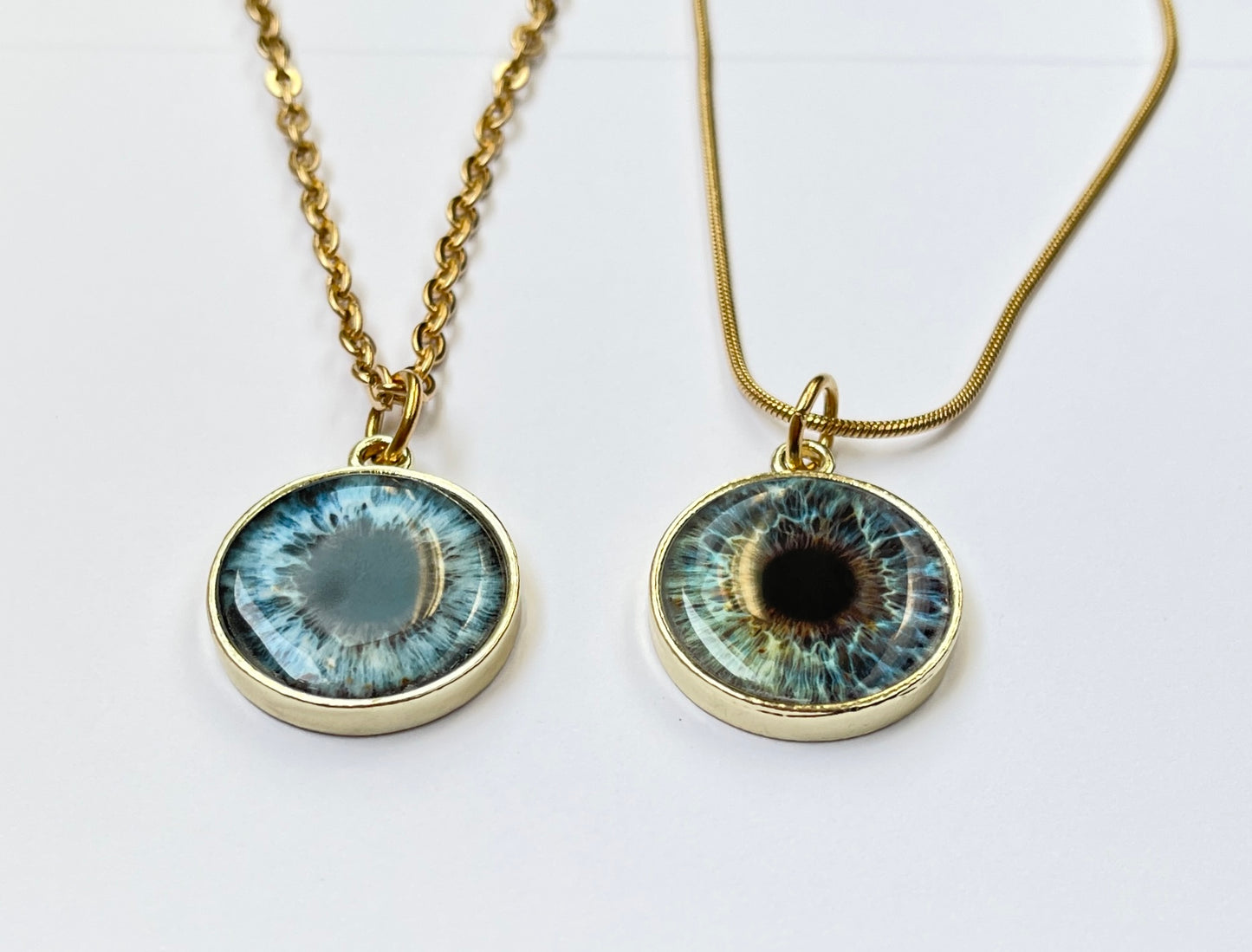Double sided Gold photo necklace with 20mm gold charm