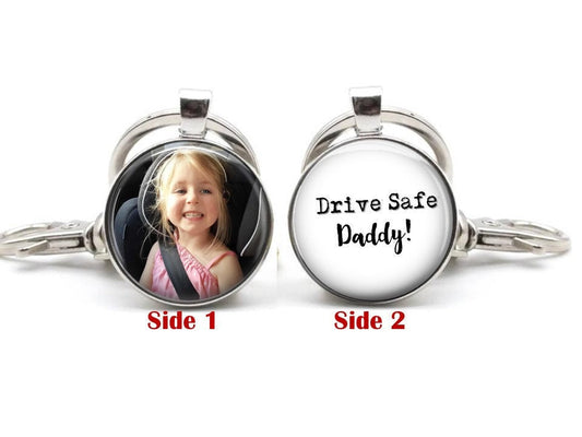 Drive Safe Daddy Photo Keychain Keyring gift for Dad