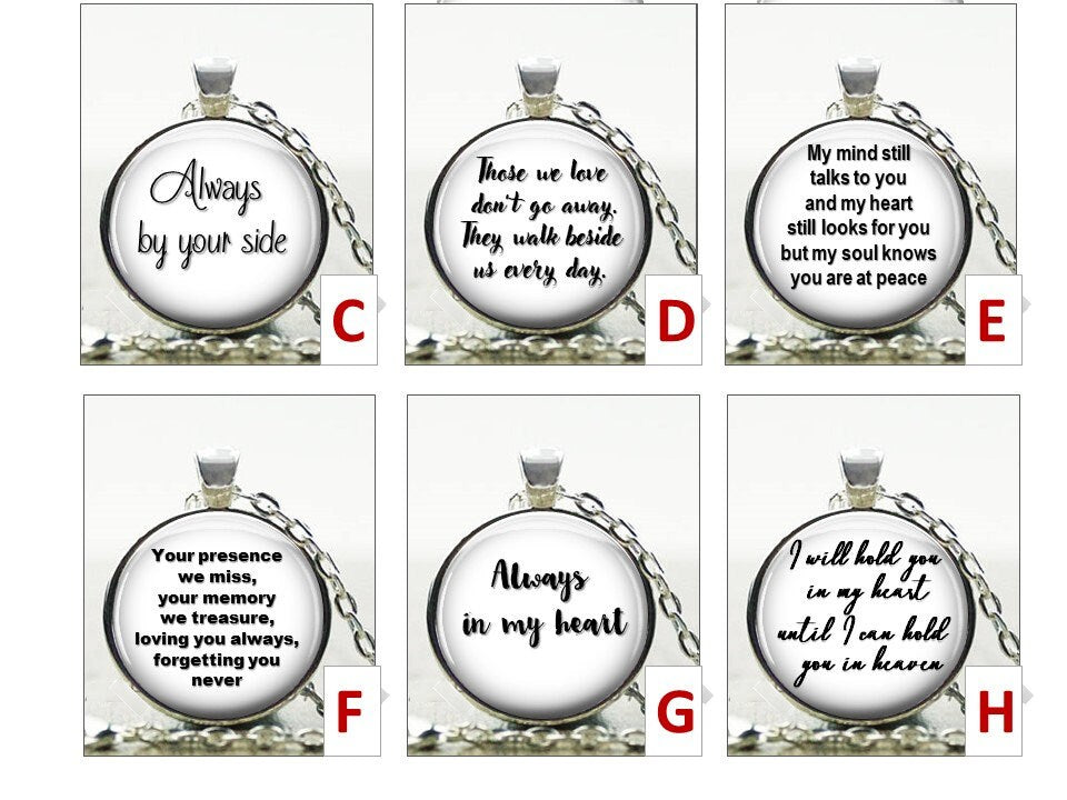 Memorial Photo Necklace Pendant custom picture wedding bouquet charm -Choose from 8 backside options  Always in my heart by my side