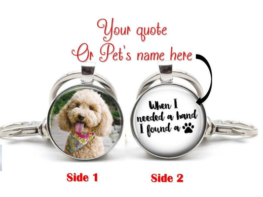 Key chain Photo on a dog keychain - personalize the back with your own message
