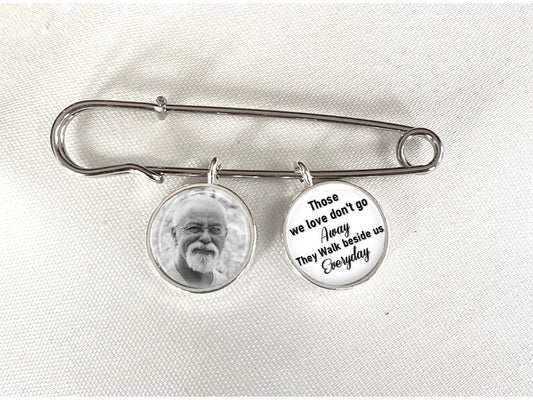 Groom Lapel Pin with photo charm and personalized message