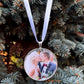 Photo Ornament - ANY picture! with wreath border- 2 inch Sterling Silver plated Personalized Picture Ornament