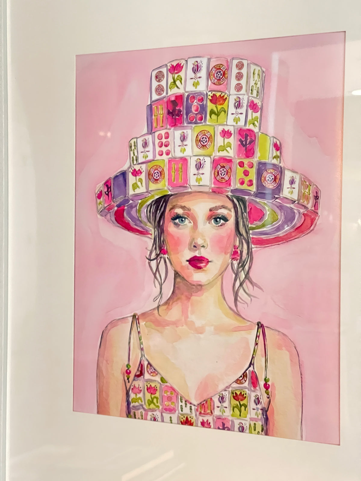 Mahjong Wall Art unframed print Mahjong tile hat and dress