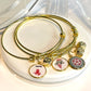 Mahjong gold Bangle Bracelets choose 1 Dot, 1 Crack, Bird Bam charms with gold dice