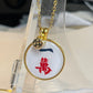 Gold Mahjong necklace one crack tile