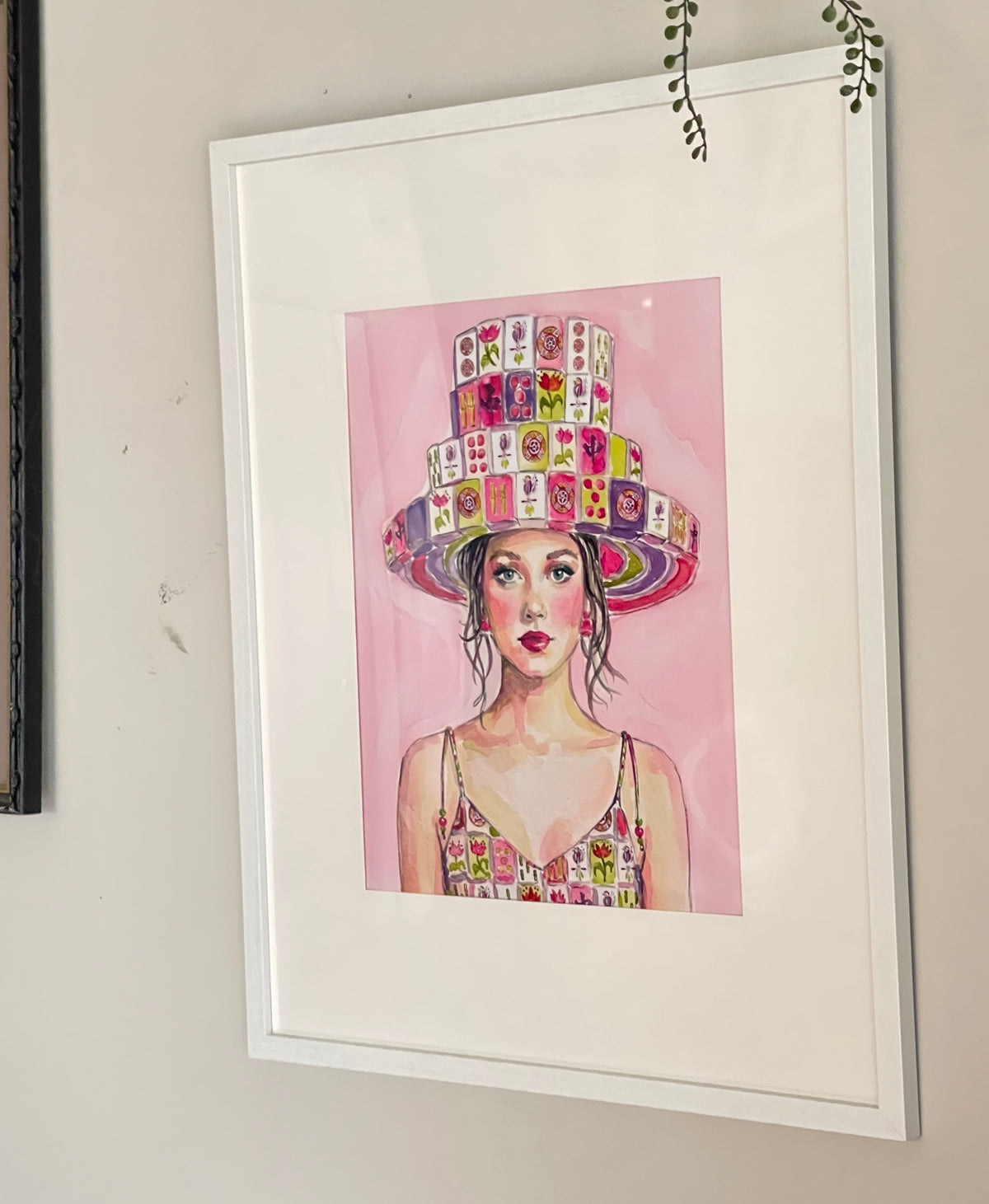 Mahjong Wall Art unframed print Mahjong tile hat and dress