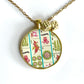 Mahjong Necklace and earring set gold collage of one dot bird bam crack
