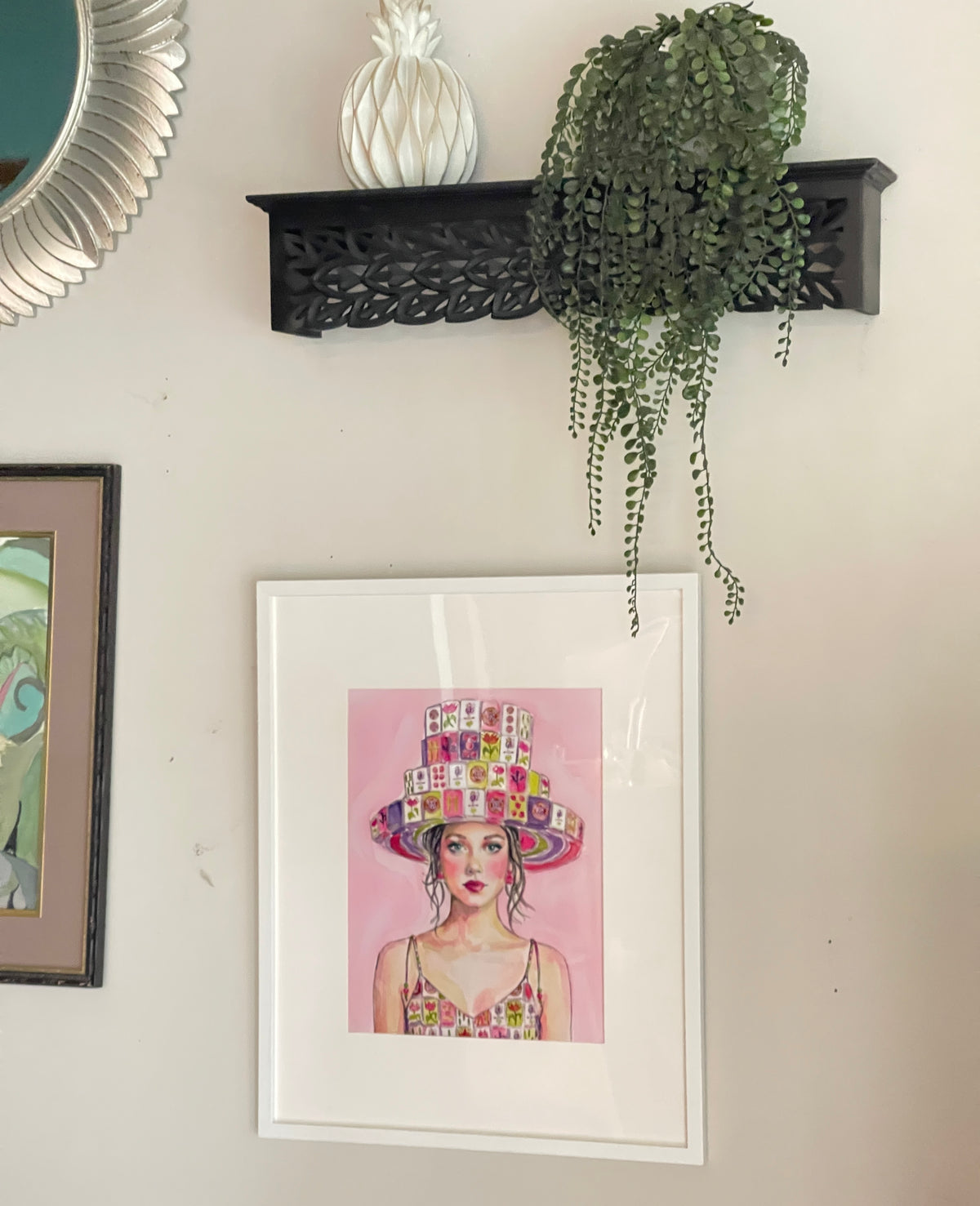 Mahjong Wall Art unframed print Mahjong tile hat and dress