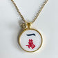 Gold Mahjong necklace one crack tile