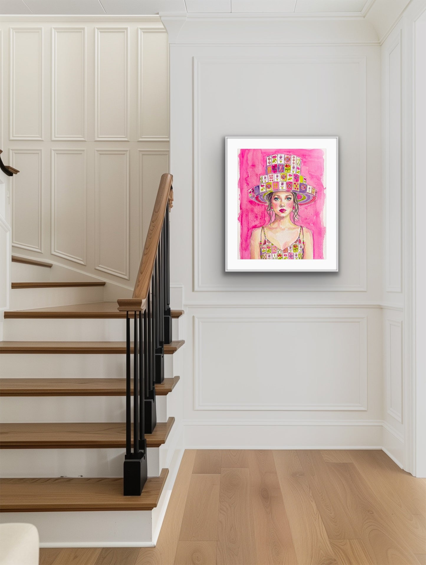 Mahjong Wall Art unframed print Mahjong tile hat and dress