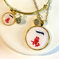 Gold Mahjong necklace one crack tile