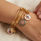 Mahjong gold Bangle Bracelets choose 1 Dot, 1 Crack, Bird Bam charms with gold dice