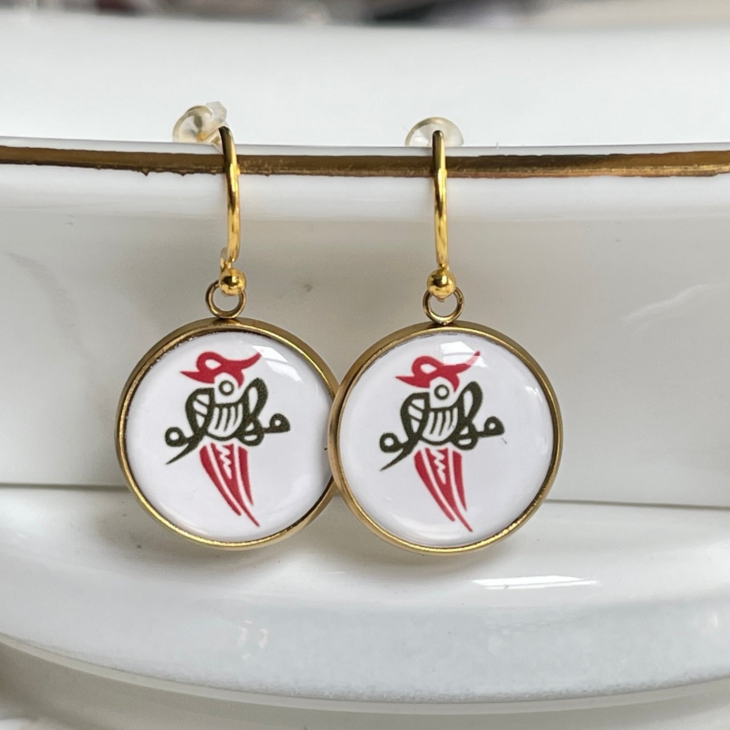 Bird Bam mahjong earrings