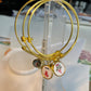 Mahjong gold Bangle Bracelets choose 1 Dot, 1 Crack, Bird Bam charms with gold dice