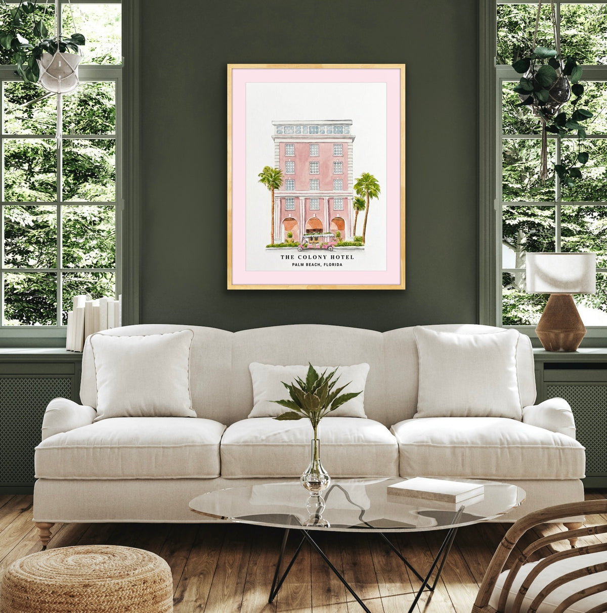 Palm Beach Watercolor Print of The Colony Hotel