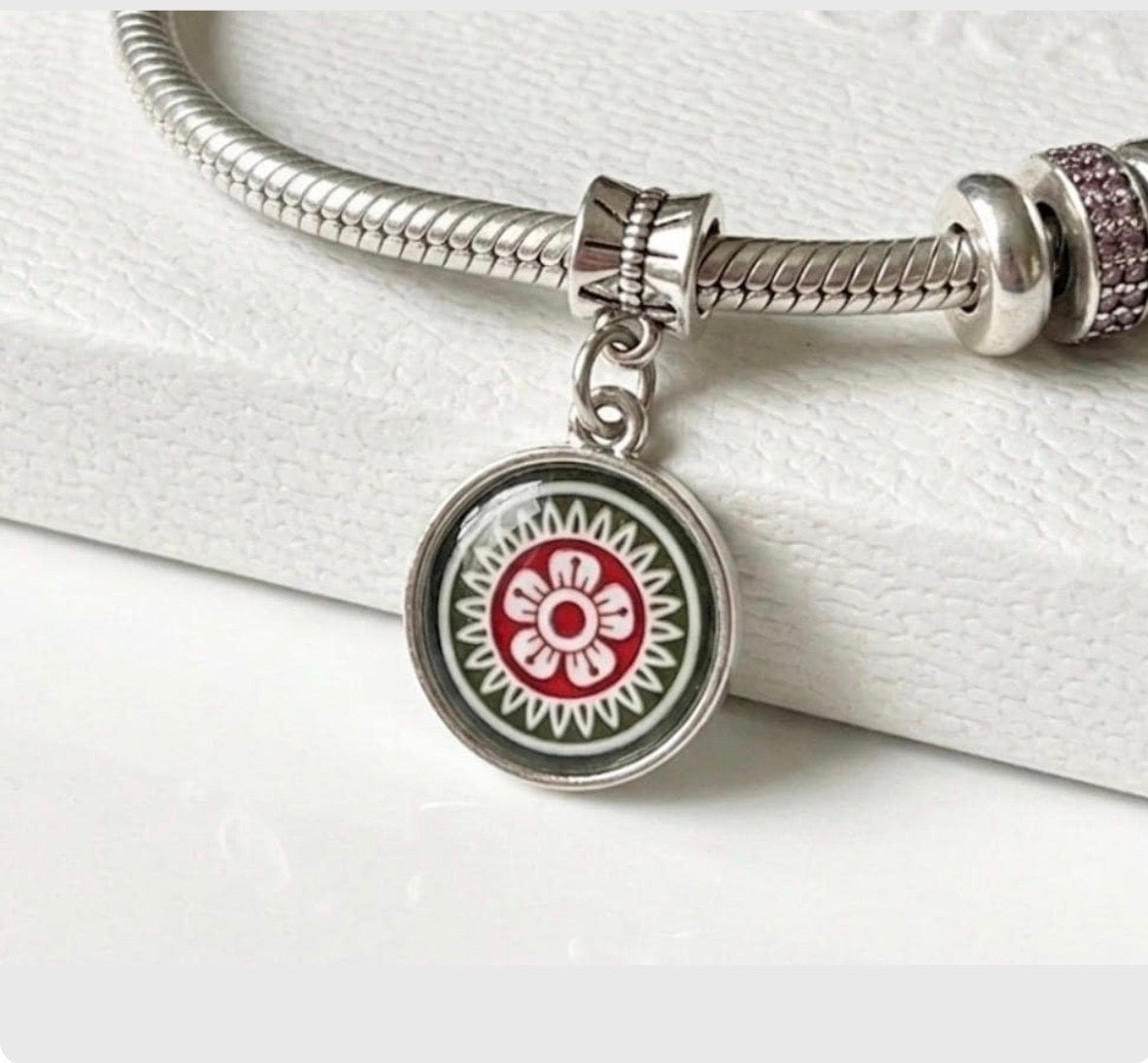 Mahjong European charm for bracelets choose 1 Dot, 1 Crack, Bird Bam charm