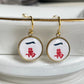 Mahjong Crack tile earrings in gold