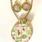 Jewelry set with pendant and earrings on a yellow background