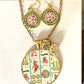 Mahjong Necklace and earring set gold includes one dot and bird bam