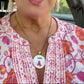 Gold Mahjong necklace one crack tile