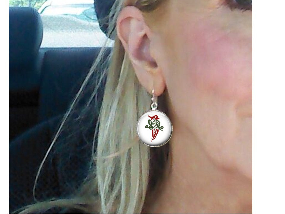 Mahjong Tile Earrings One Dot the other side Bird Bam reversible