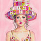 Mahjong Wall Art unframed print Mahjong tile hat and dress