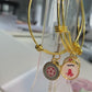 Mahjong gold Bangle Bracelets choose 1 Dot, 1 Crack, Bird Bam charms with gold dice