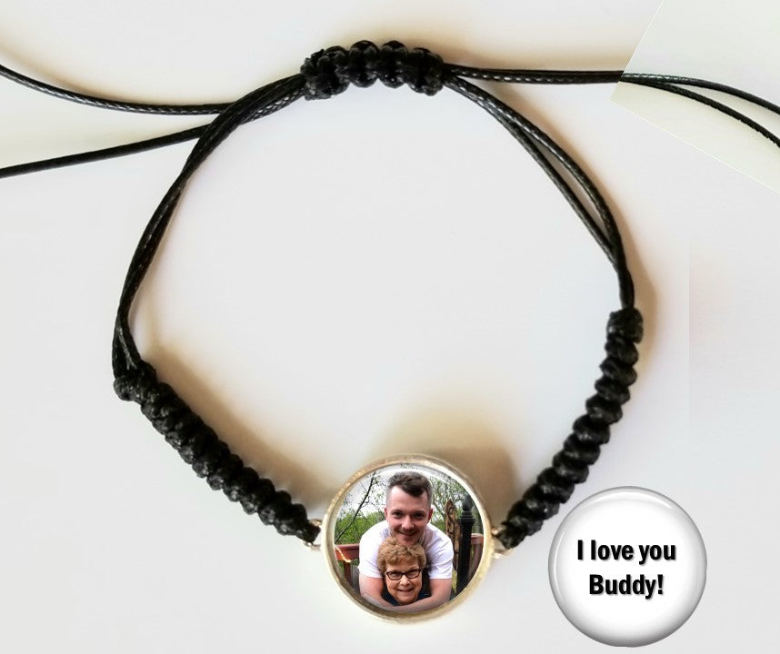 Separation Anxiety Bracelet for little boys and little girls picture of  family or pets with personalized message on back adjustable