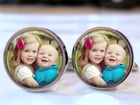 Photo Cufflinks with pictures Stainless Steel or Sterling silver plated