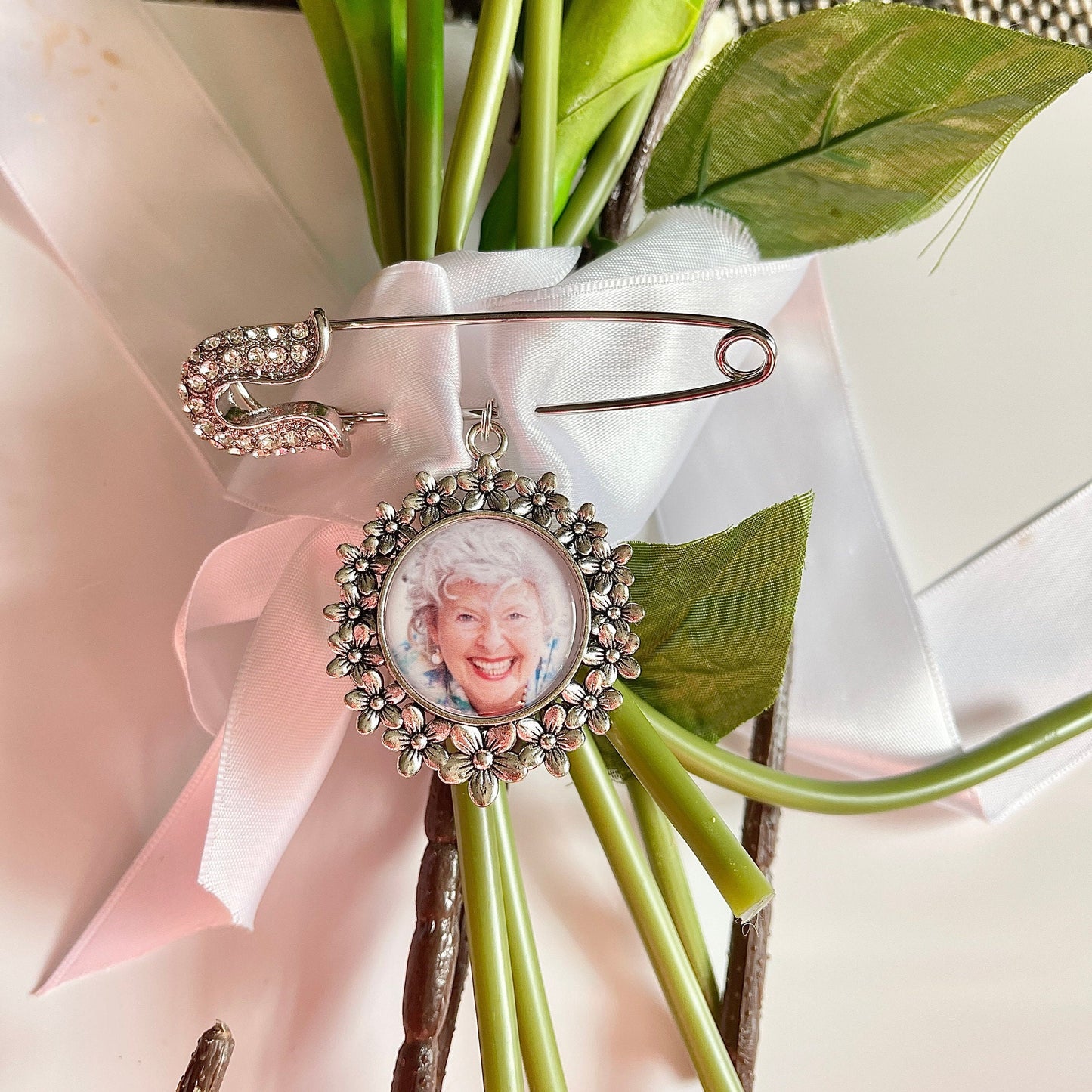 3 Tiered Custom Photo Bridal Bouquet Charm Keepsake Bride Wedding