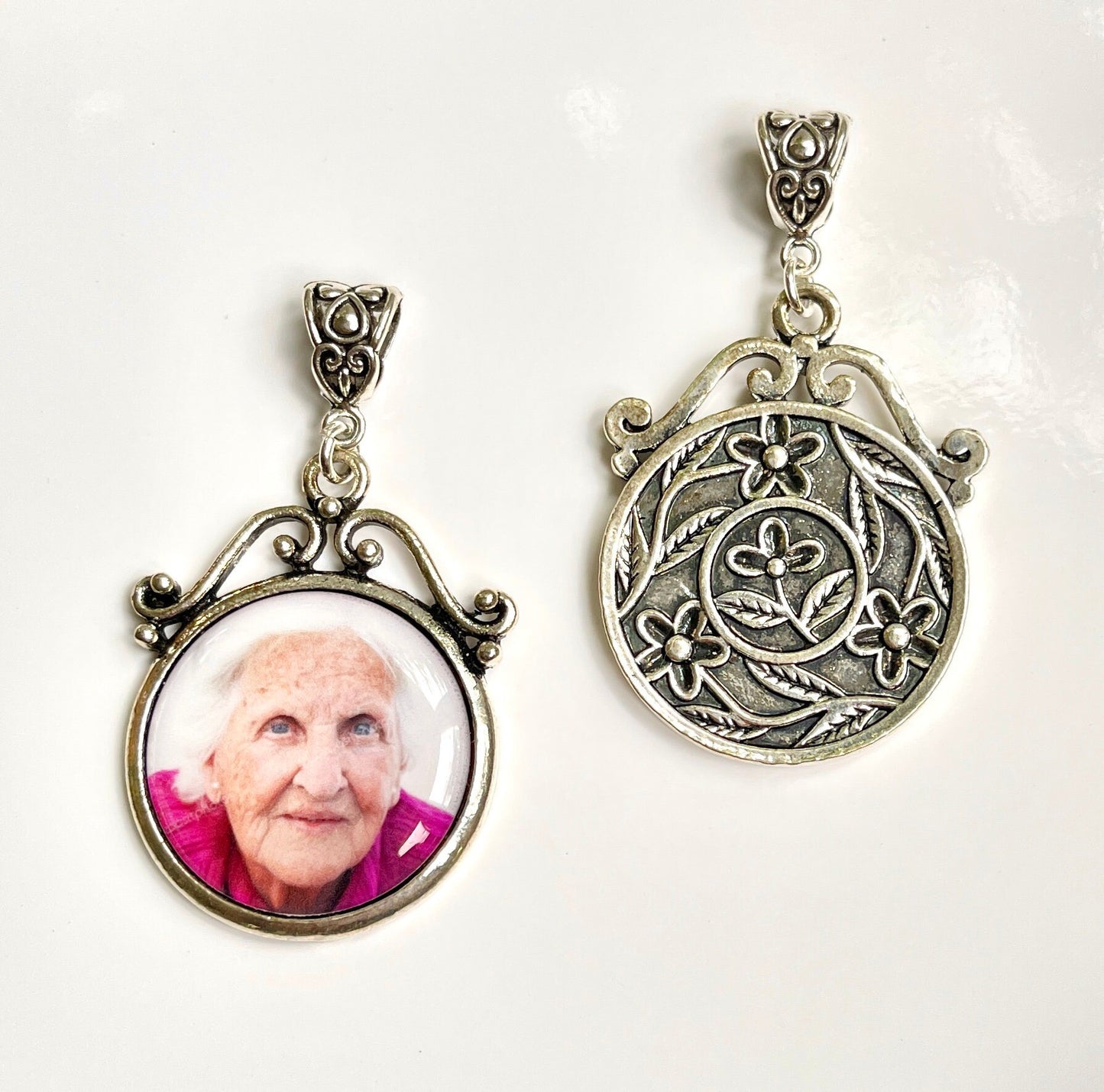 Bridal Shower Gift for Bride Bouquet Charm Photo Memorial Charm in memory of Mom Dad