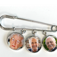 Groom Memorial Pin Lapel Brooch with photo charms